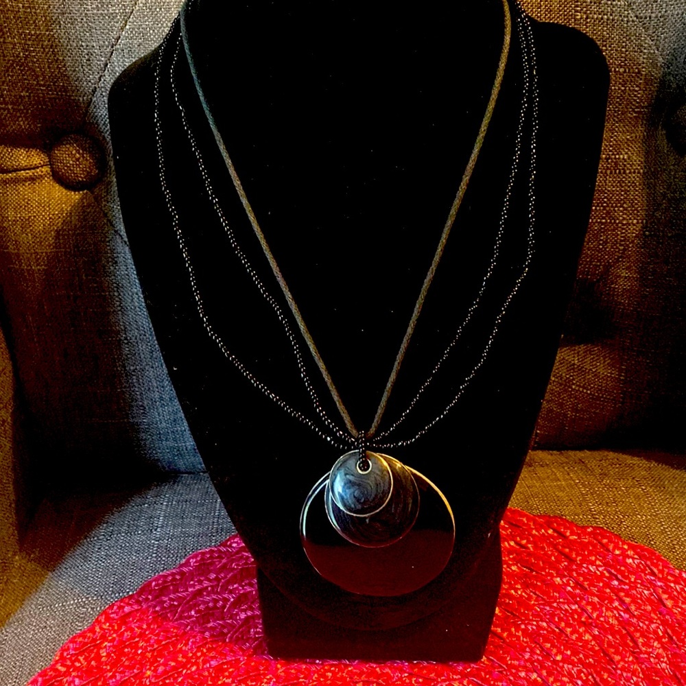 3 layered black on black necklace